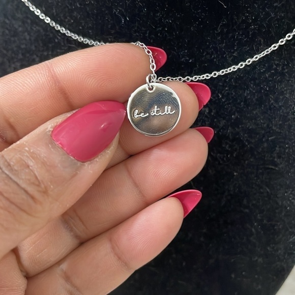 Be Still Silver Medallion Necklace - Picture 8 of 13